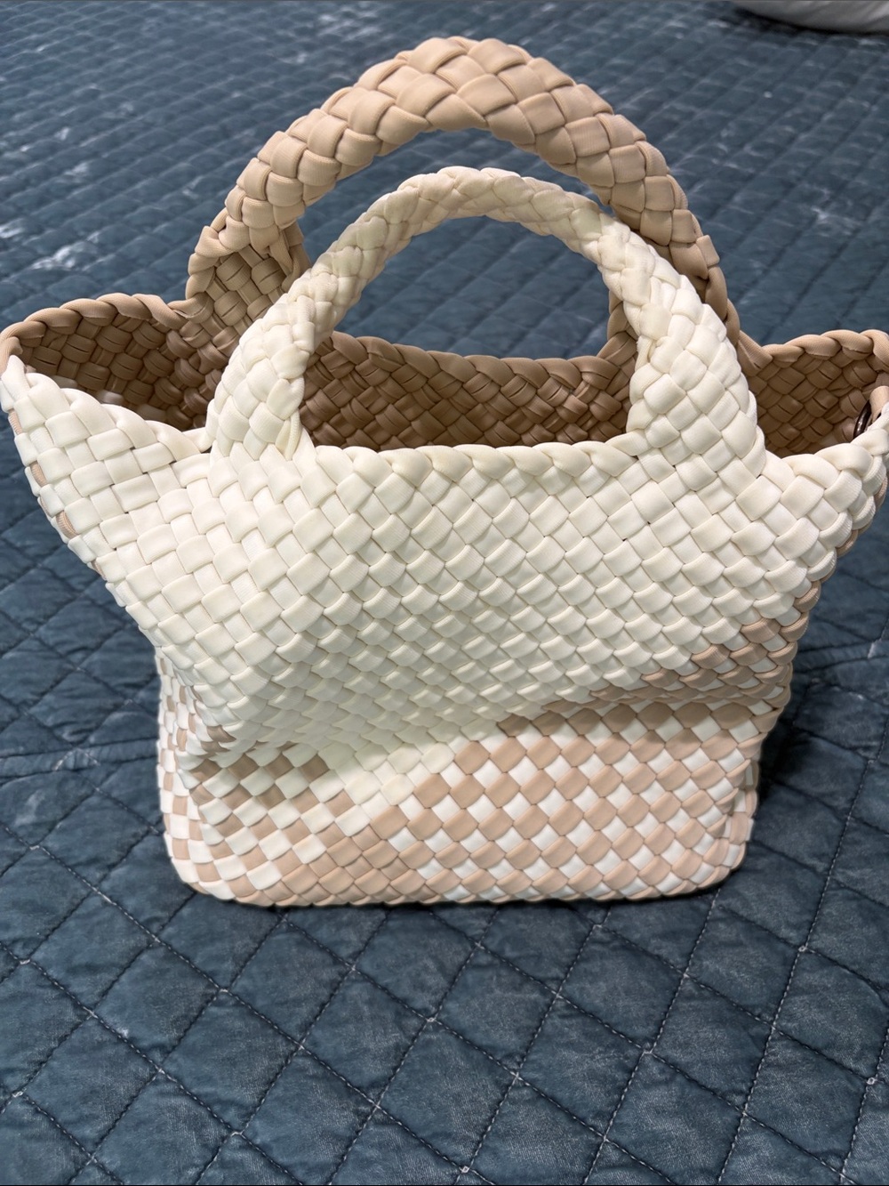 Nagshedi NYC St. Barth’s Tote Braided Two-Tone Beige & Cream Woven bag - Picture 2 of 10